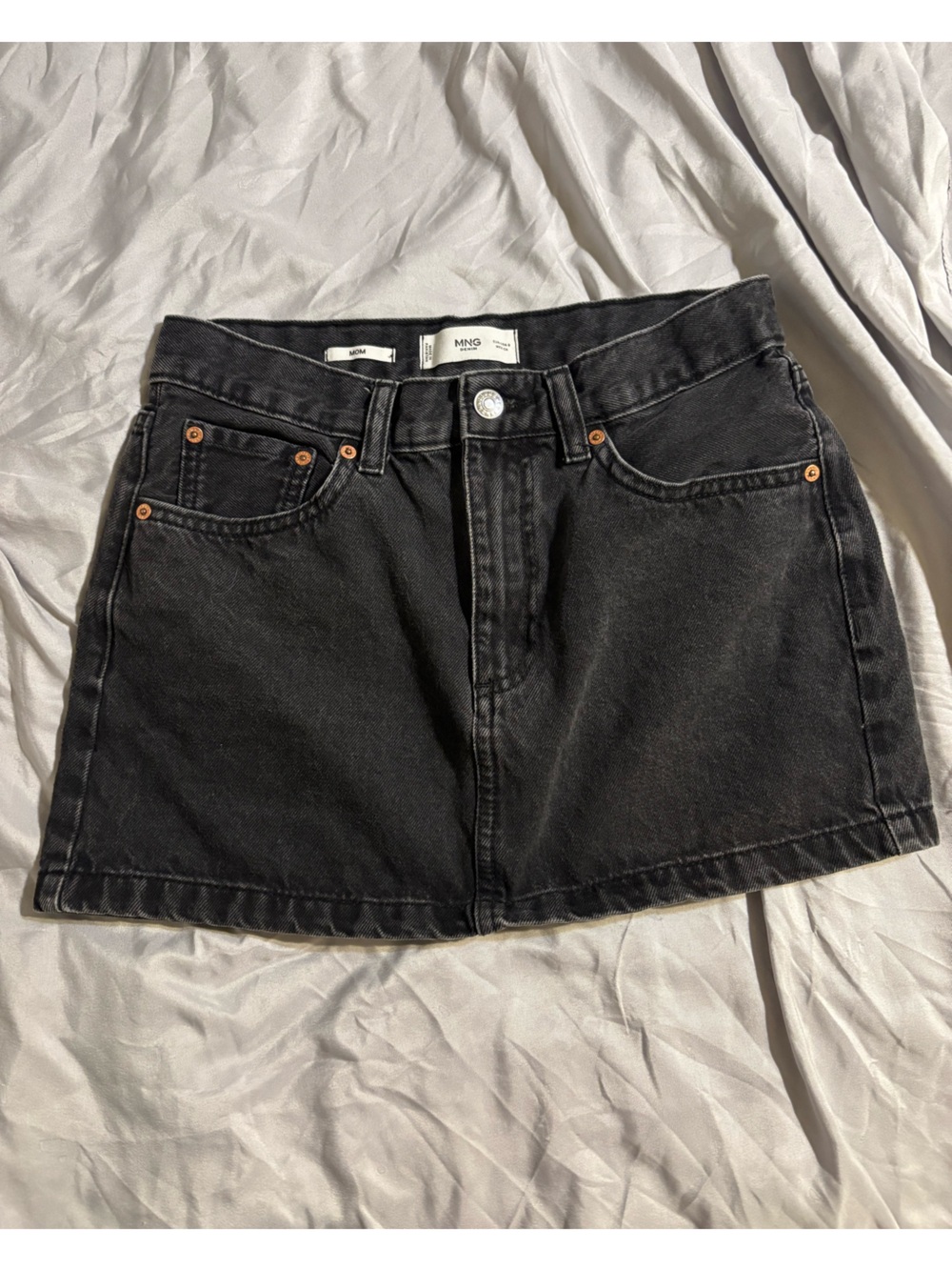 Mango Black Denim Mini Skirt